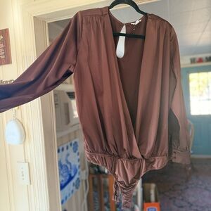 Steve Madden 1x Plus Chocolate Brown bodysuit